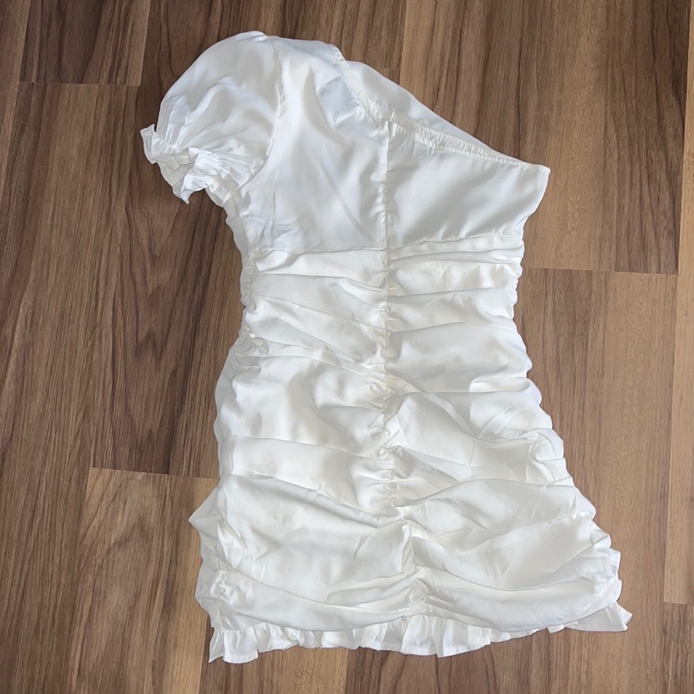 Off the Shoulder White Ruffled Dress